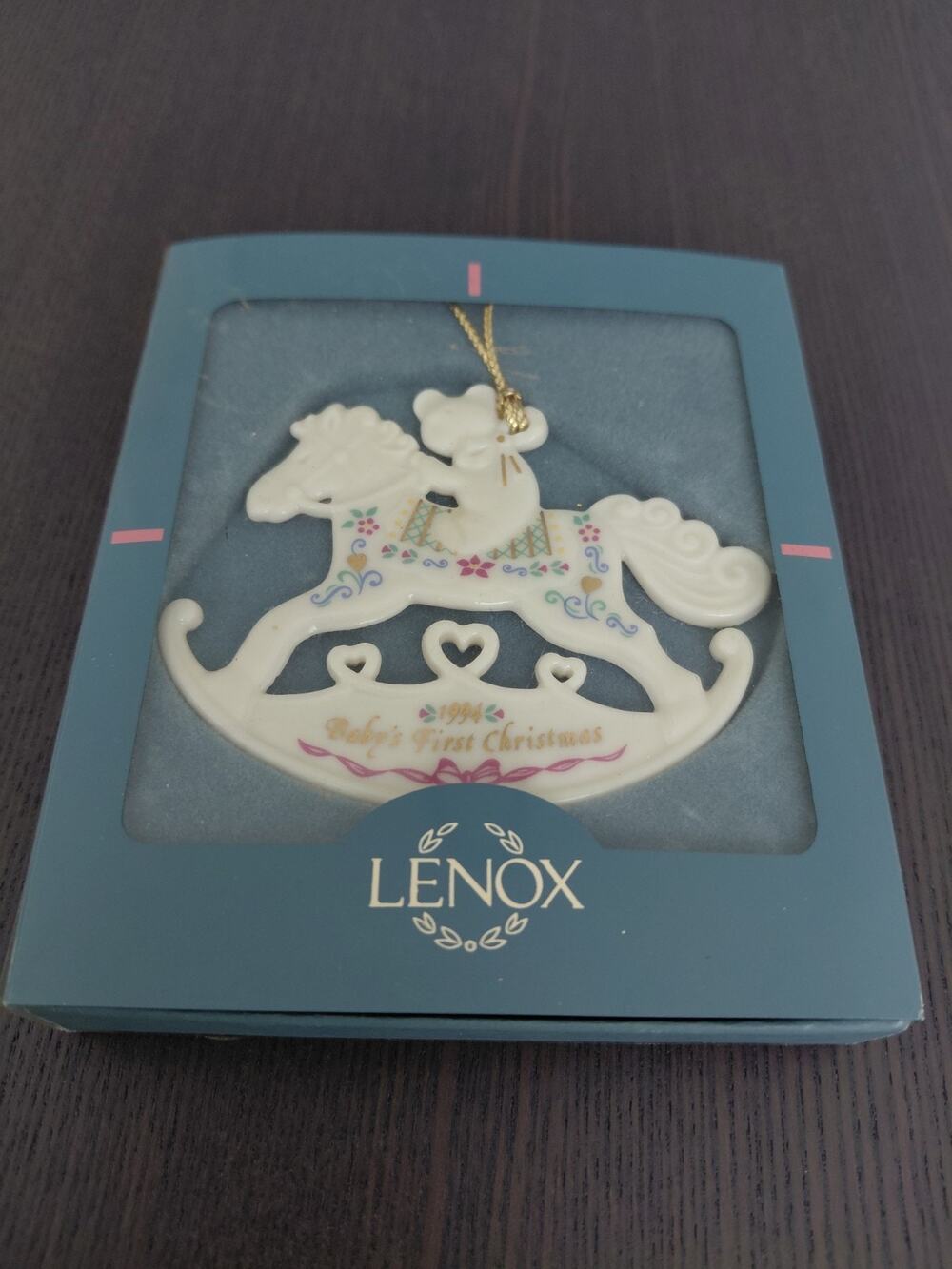 Vintage 1994 Lenox Baby's First Christmas Rocking Horse Ornament Original Box